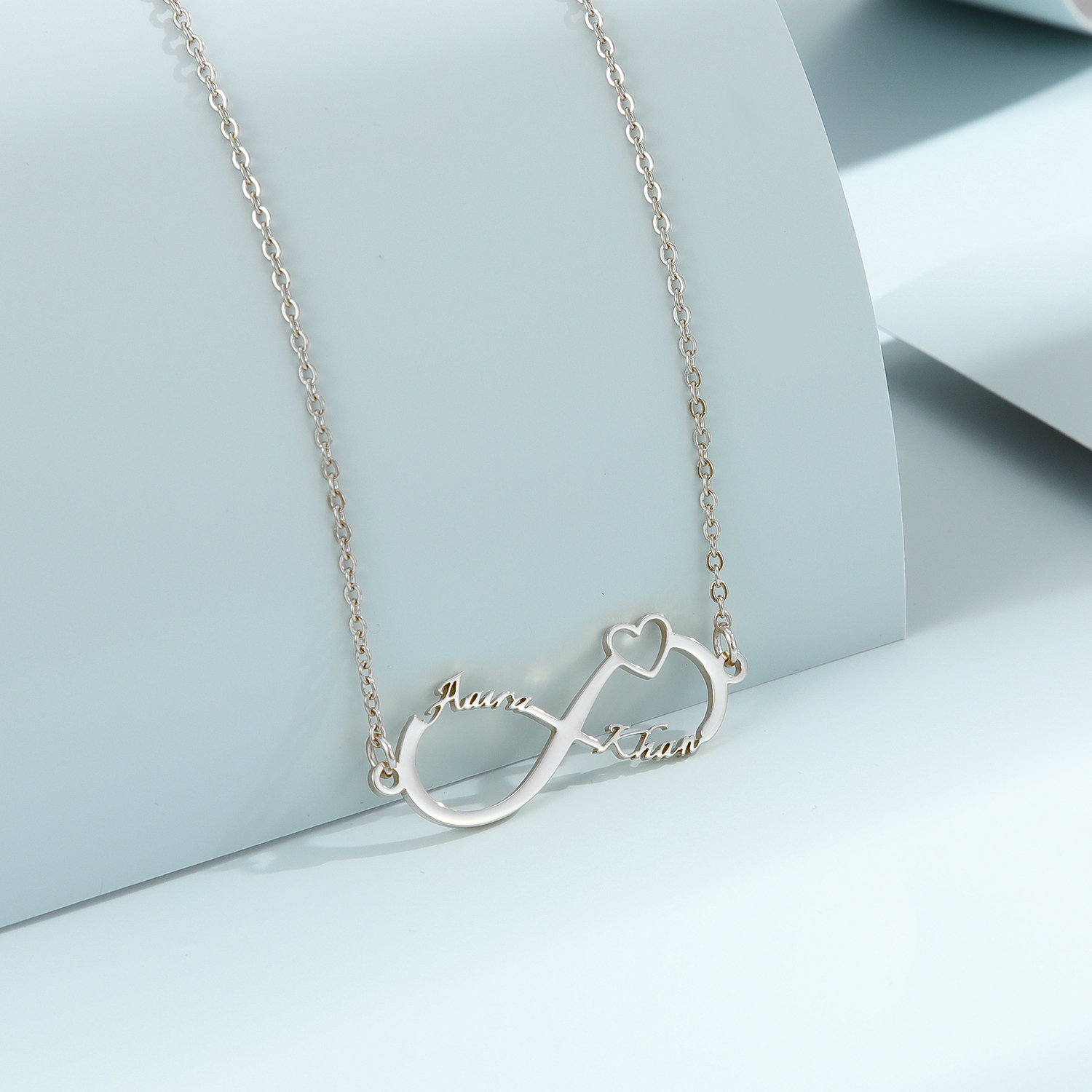 Name Necklace Custom - Custom Personalized Necklace with 2 Names