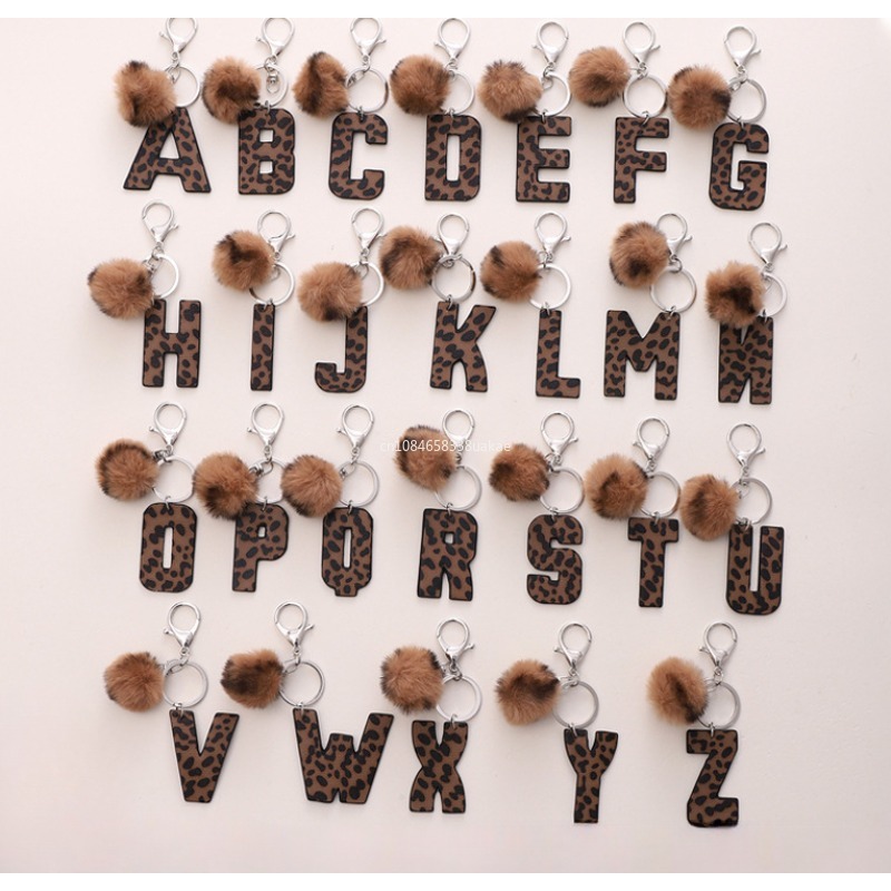Fashion Leopard English Alphab - Monogram Keychain Leather のレビューと価格