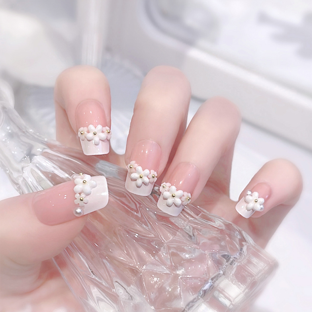 24pcs Medium Long Acrylic Fake - Pressed Flower Art のレビューと価格