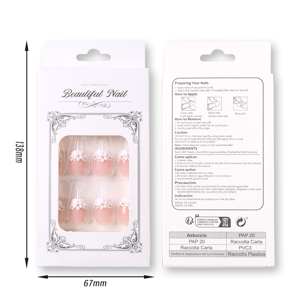 24pcs Medium Long Acrylic Fake - Pressed Flower Art のレビューと価格
