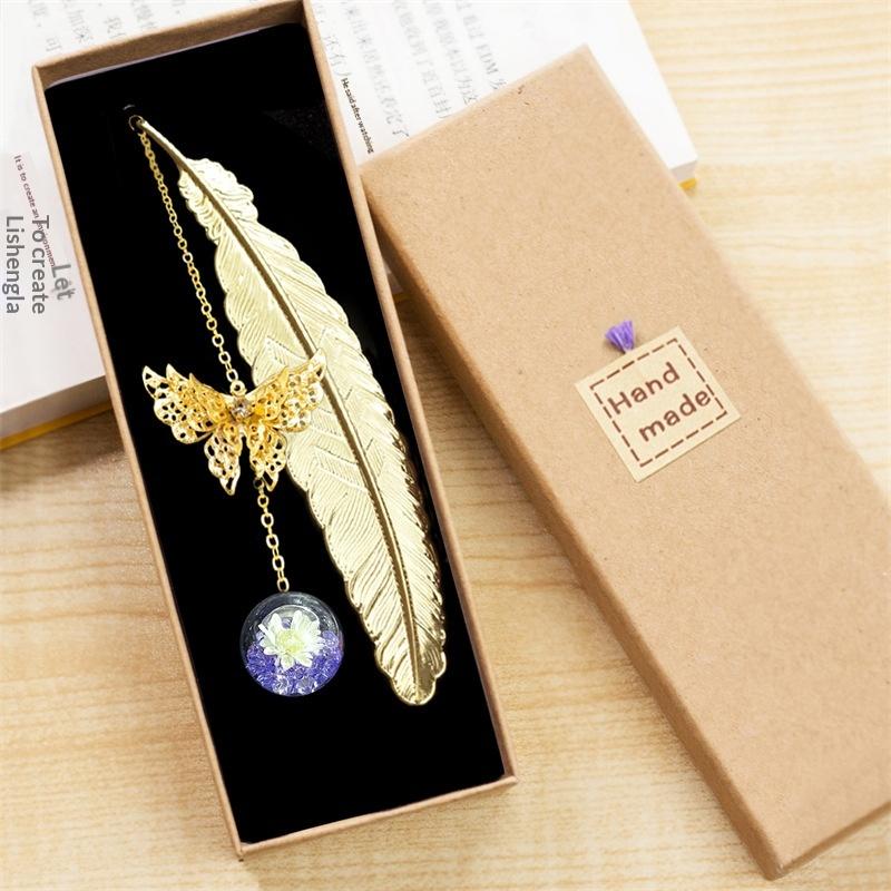1PC Metal Bookmark Creative Im - Dried Flower Bookmark のレビューと価格