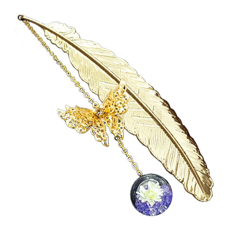 1PC Metal Bookmark Creative Im - Dried Flower Bookmark のレビューと価格