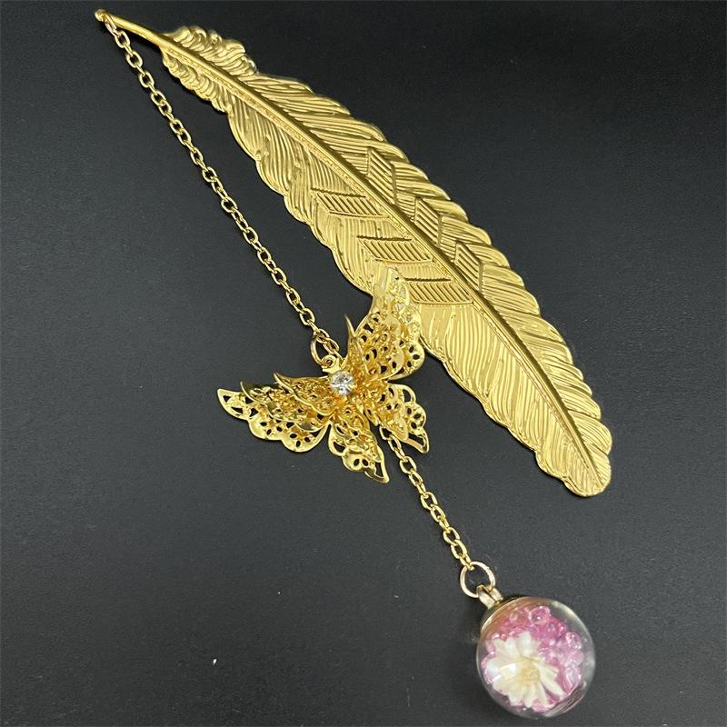 1PC Metal Bookmark Creative Im - Dried Flower Bookmark のレビューと価格