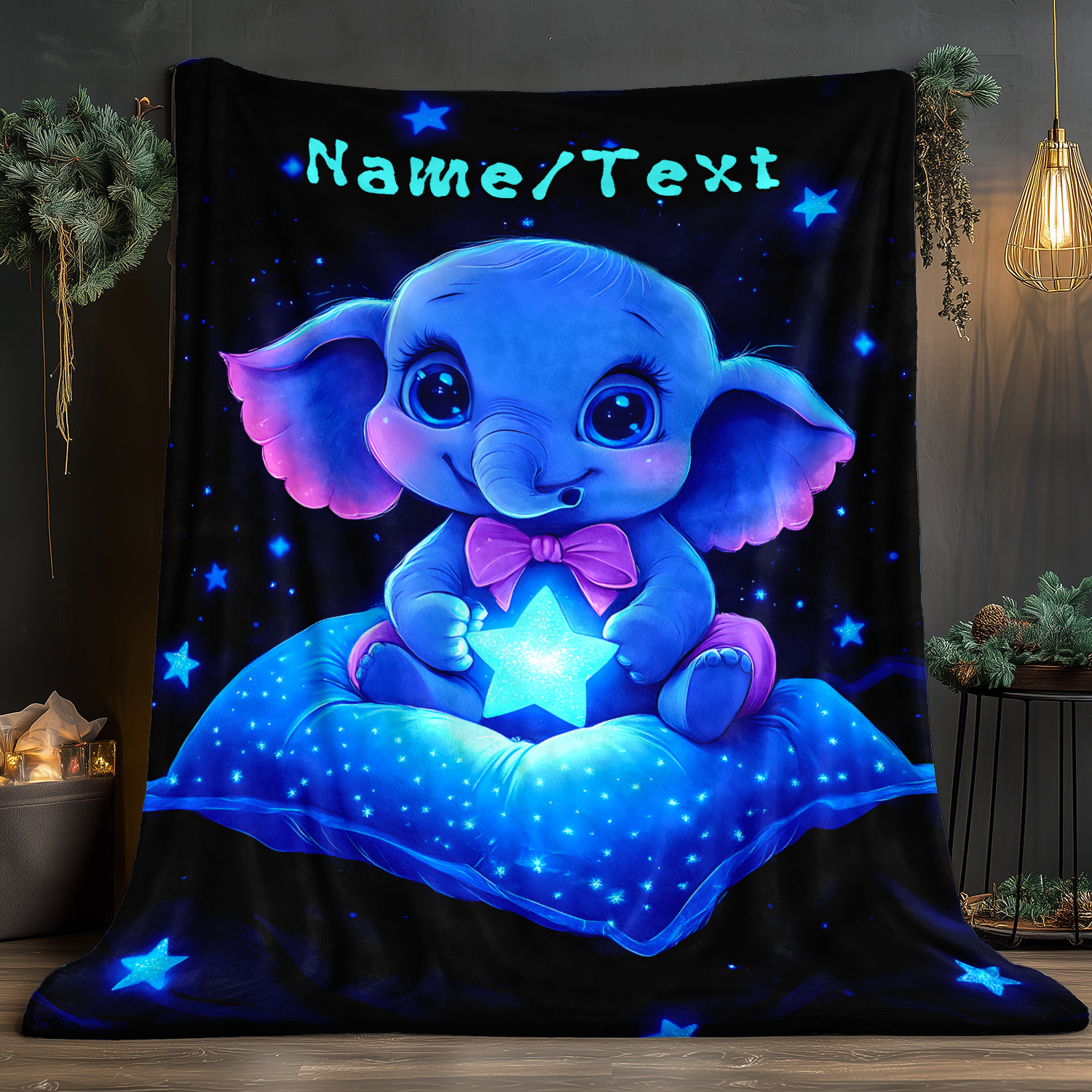 Personalized Cute Blue Elephan - Custom Night Sky のレビューと価格