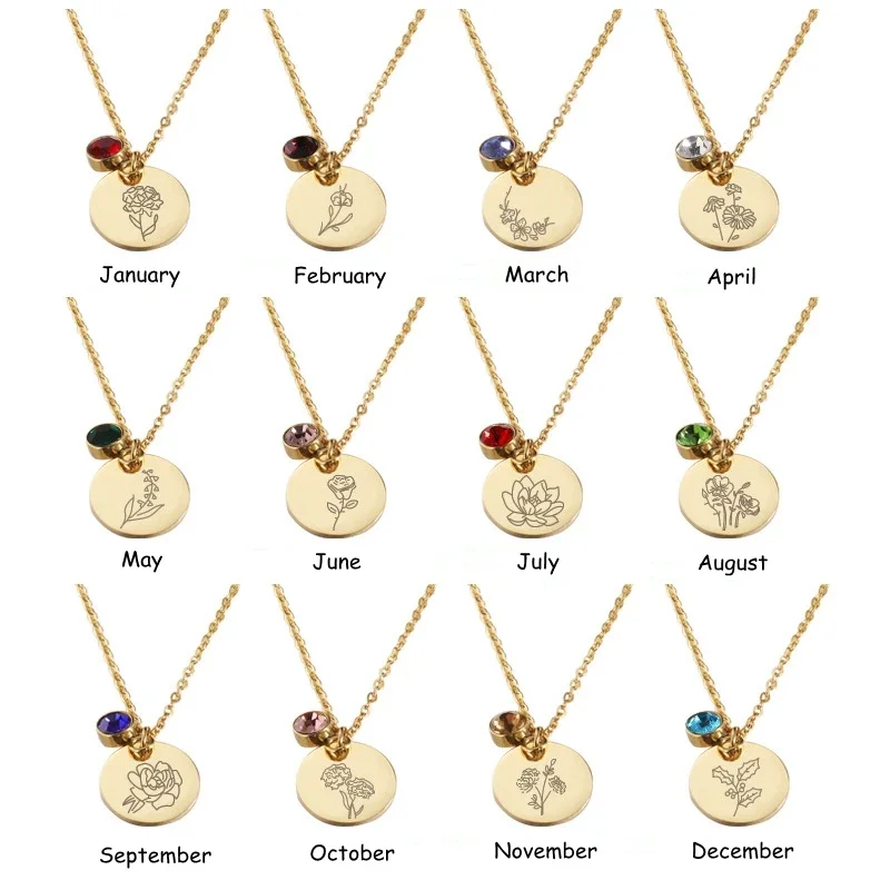Birth Month Flowers Clipart Fl - Birth Flower Necklace のレビューと価格