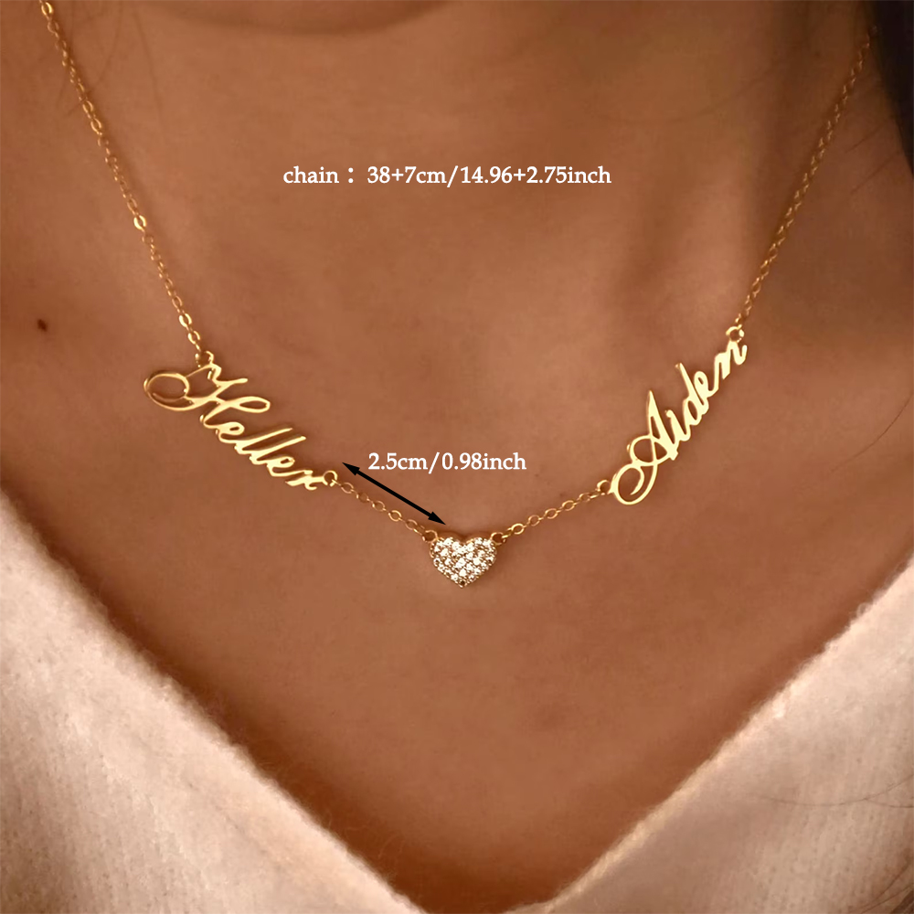 Custom Two Name Necklace For W - Name Necklace Custom のレビューと価格