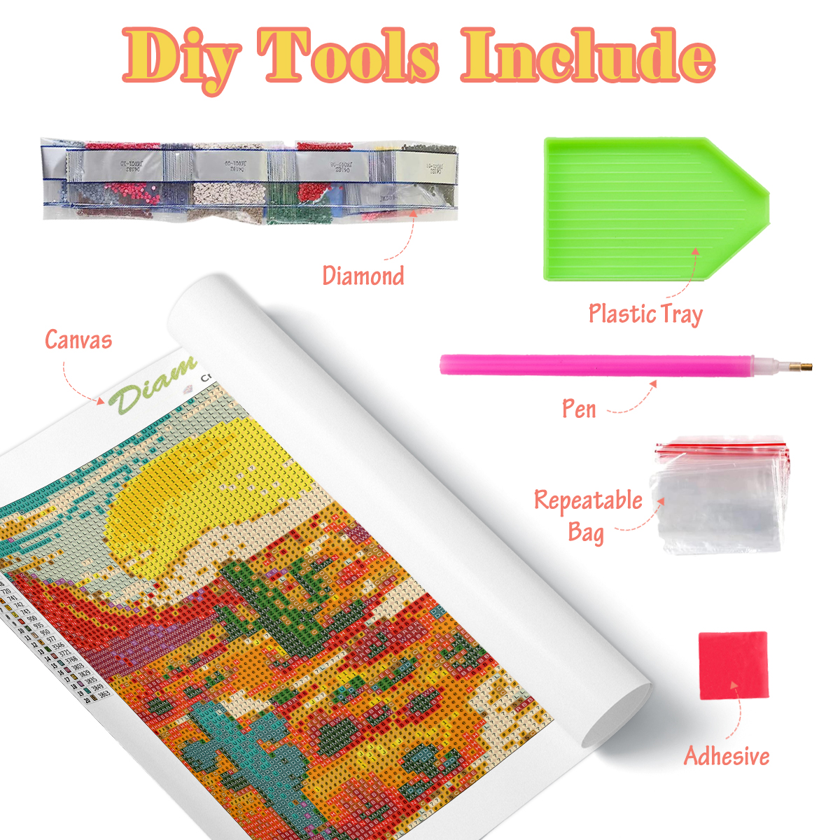 Frameless, DIY Diamond Paintin - Photo Mosaic Print のレビューと価格