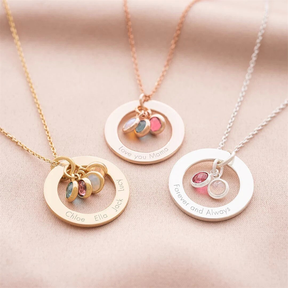 Custom Birthstone Eternal Ring - Birth Flower Necklace のレビューと価格