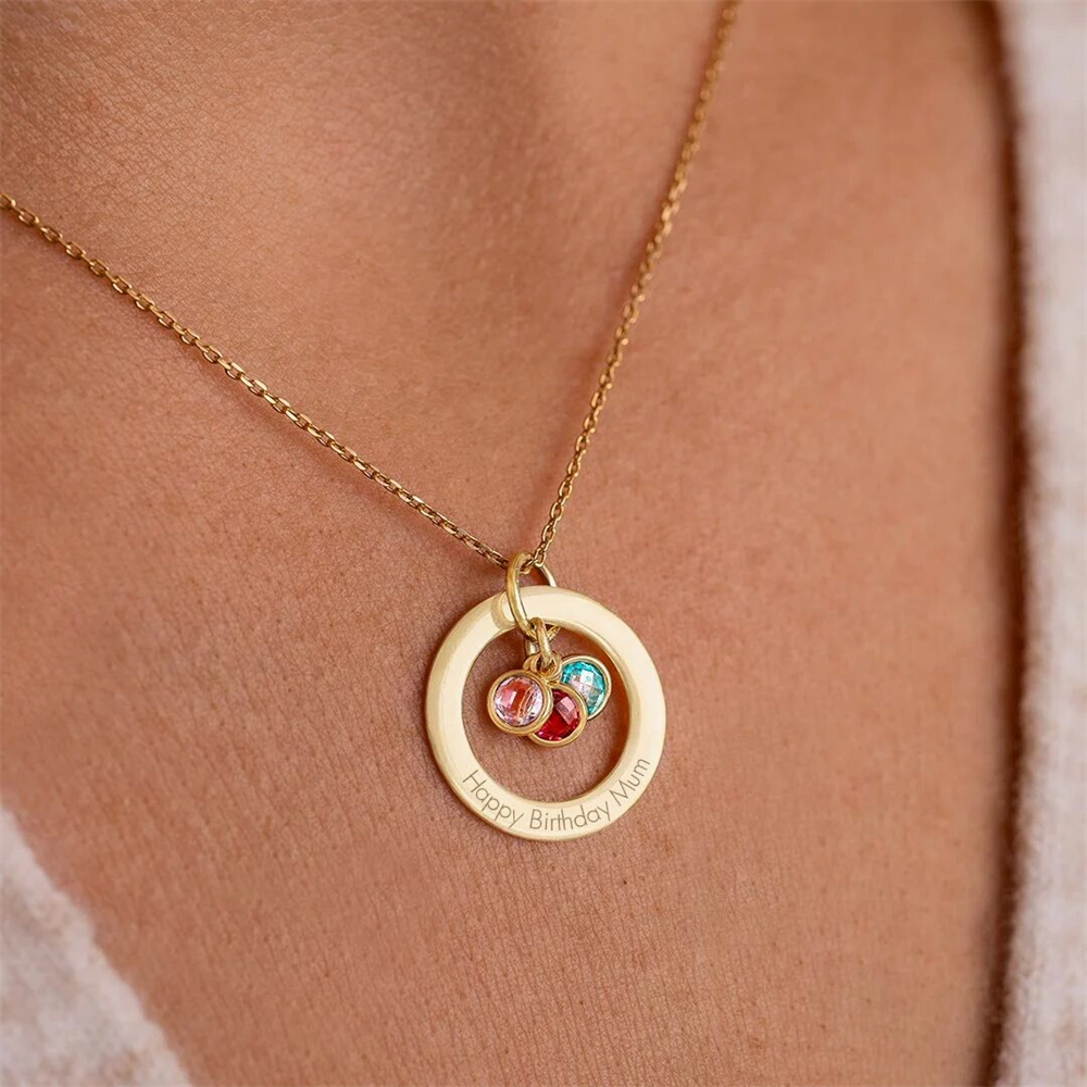 Custom Birthstone Eternal Ring - Birth Flower Necklace のレビューと価格