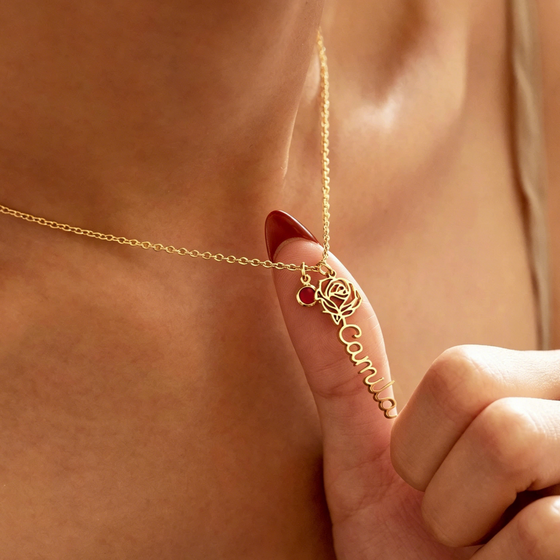 Personalized Custom Name Neckl - Birth Flower Necklace のレビューと価格