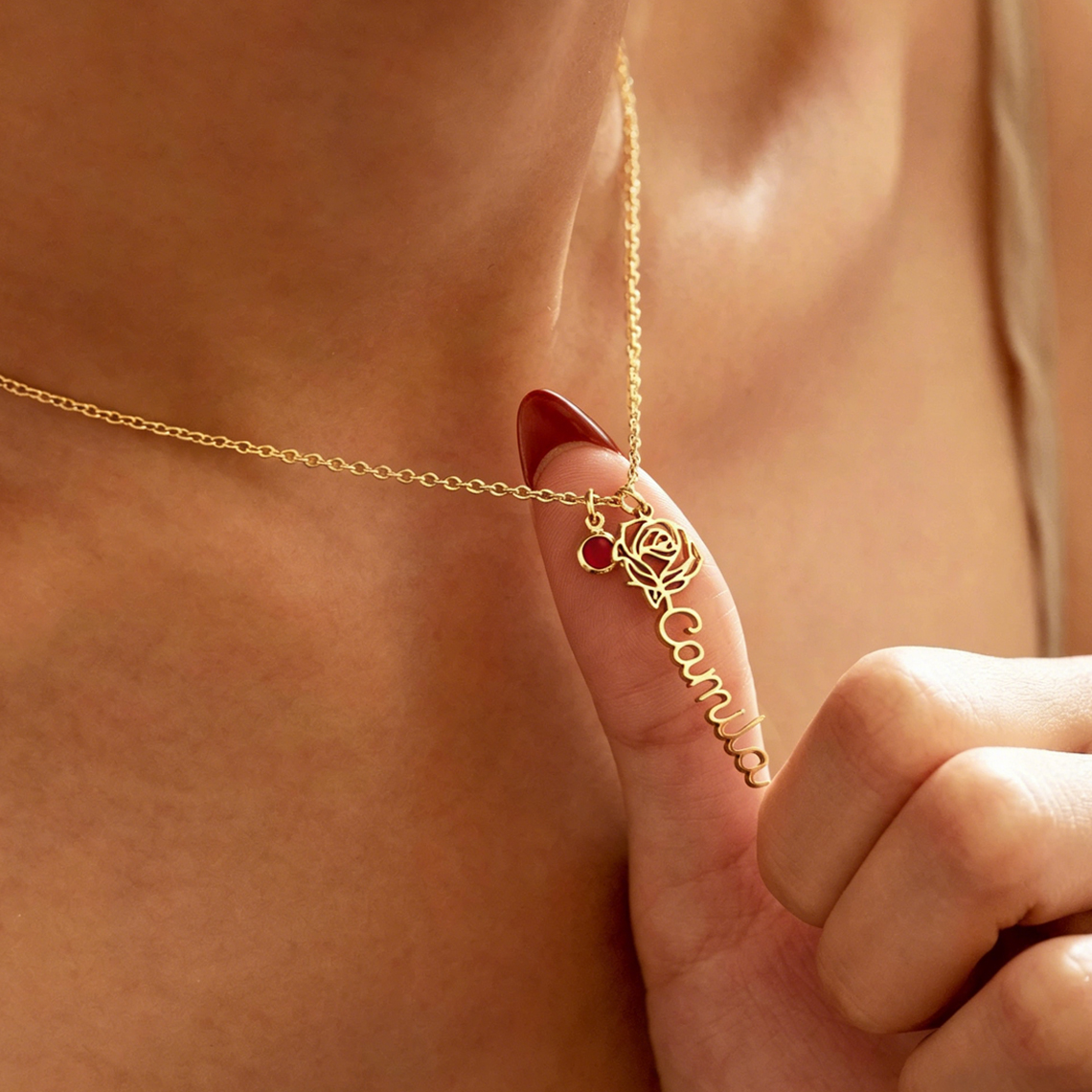 Personalized Custom Name Neckl - Birth Flower Necklace のレビューと価格