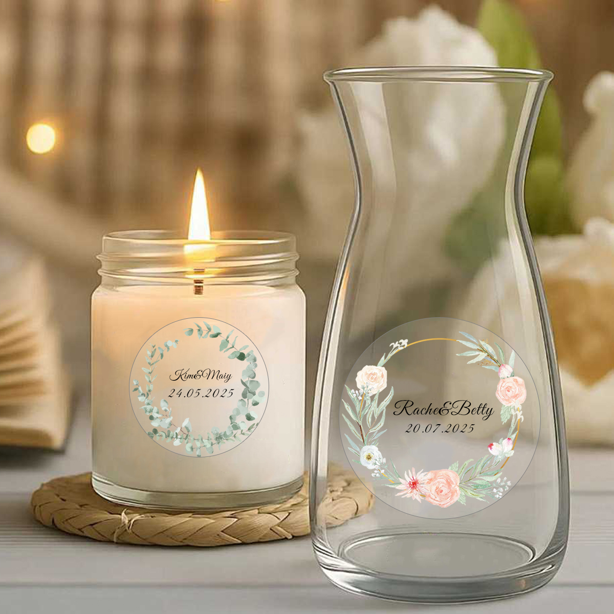 54-540Pcs Clear Personalized W - Personalised Candle Label のレビューと価格