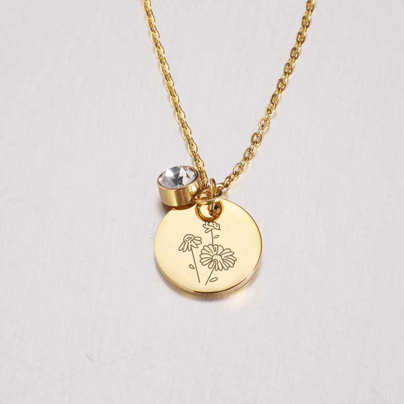 Crystal Birthstone Necklace fo - Birth Flower Necklace のレビューと価格