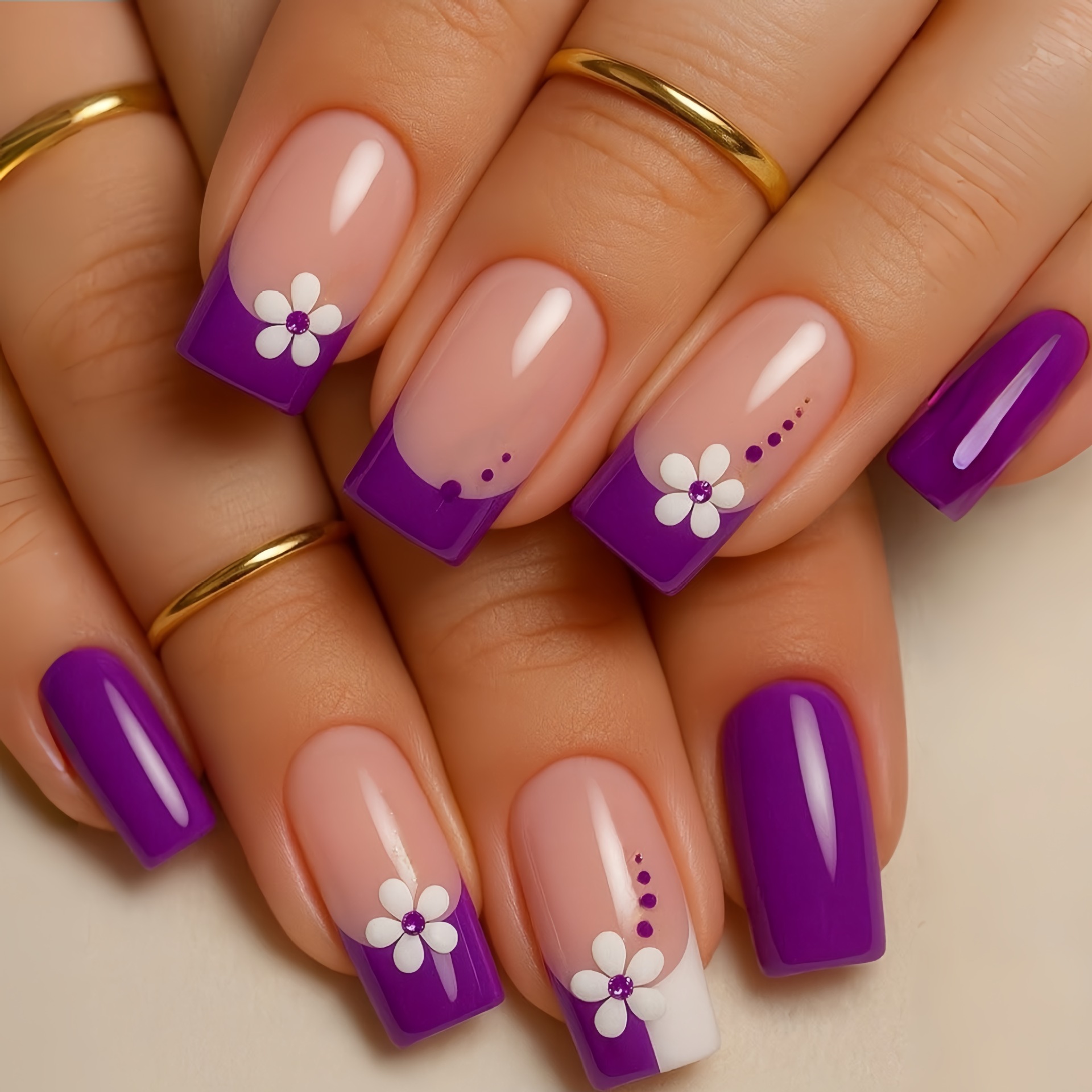 Medium square fake nails for w - Pressed Flower Art のレビューと価格
