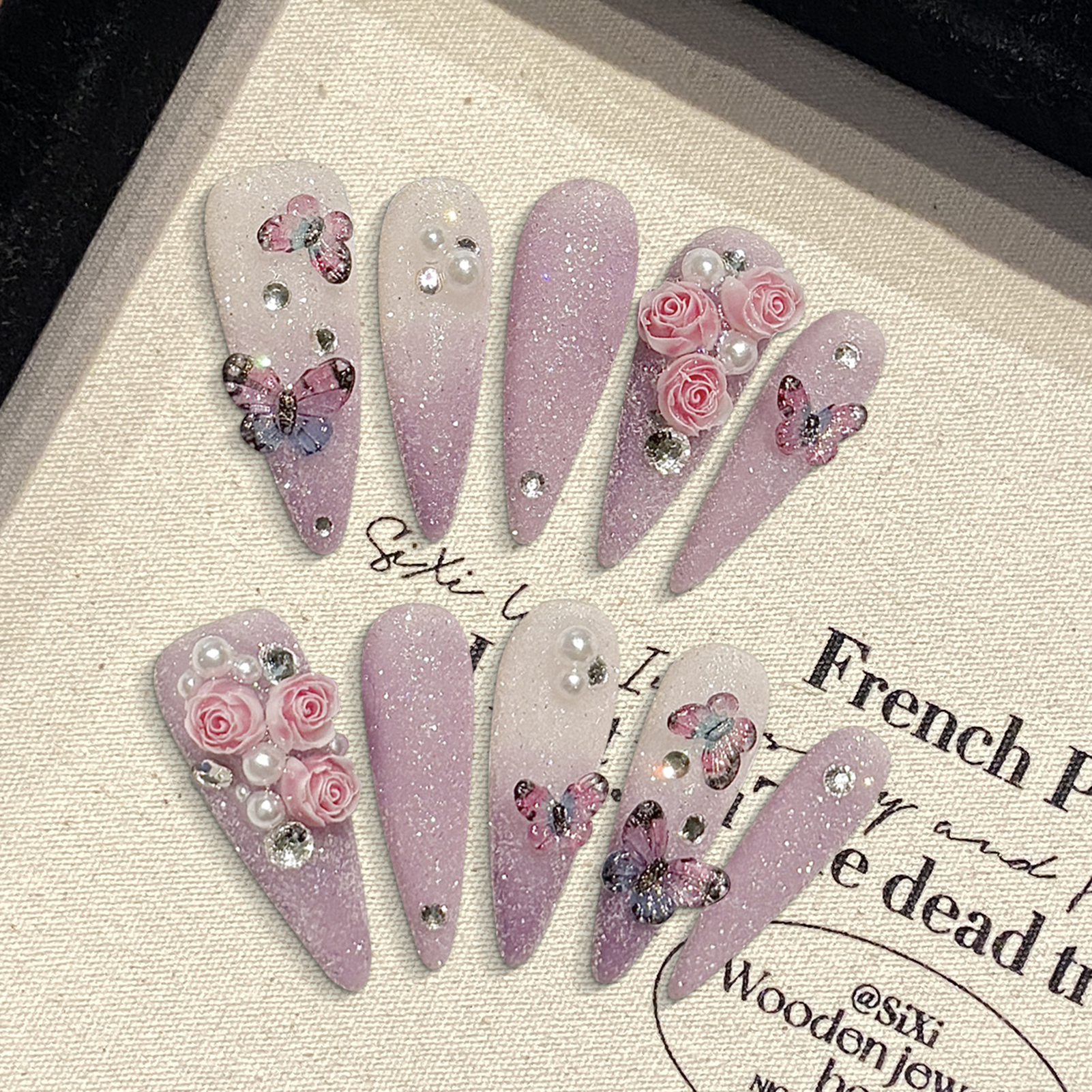 10pcs Long Stiletto Handmade F - Pressed Flower Art のレビューと価格