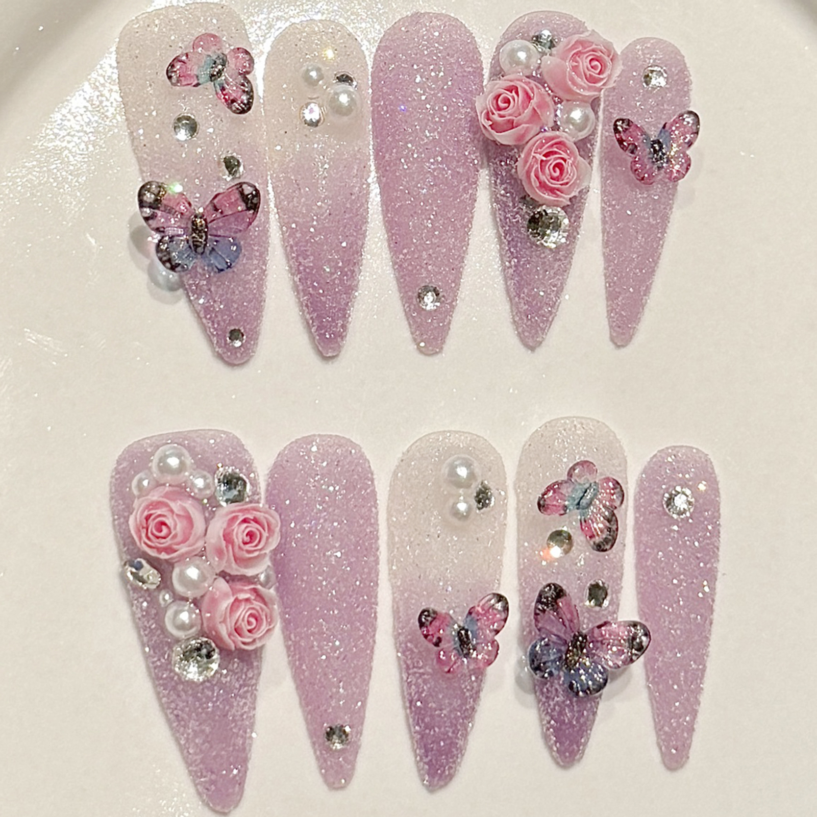 10pcs Long Stiletto Handmade F - Pressed Flower Art のレビューと価格