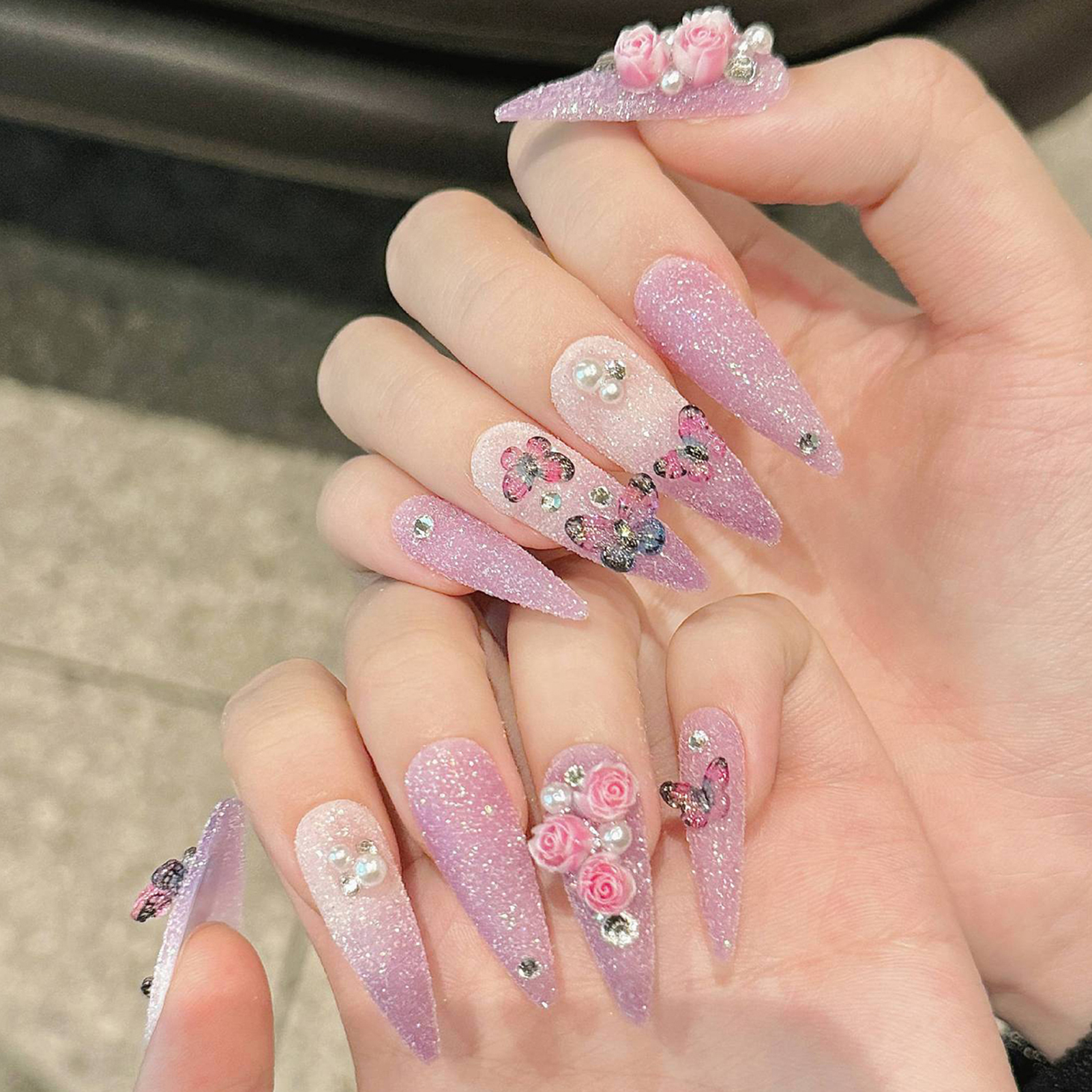 10pcs Long Stiletto Handmade F - Pressed Flower Art のレビューと価格