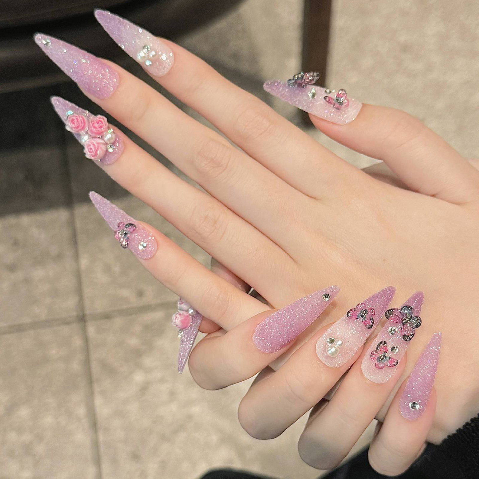 10pcs Long Stiletto Handmade F - Pressed Flower Art のレビューと価格
