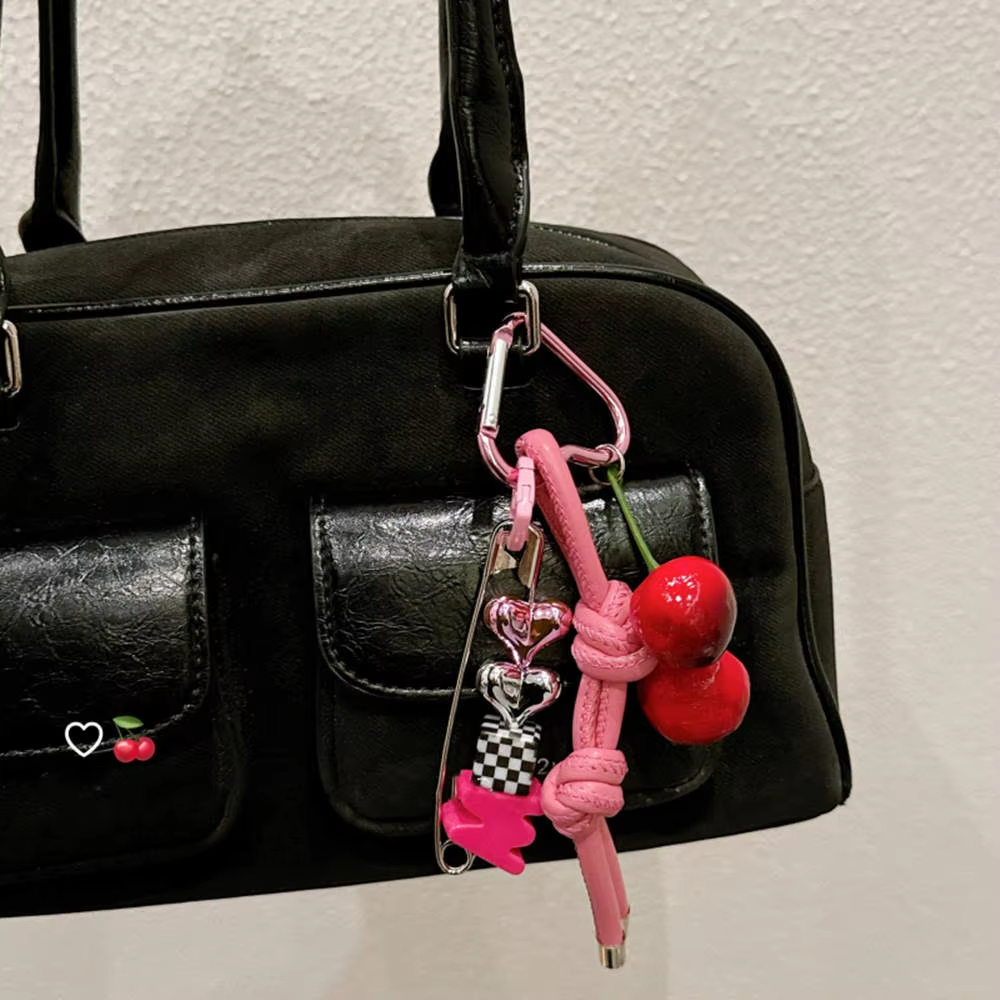 Y2k Cute Cherry Alphabet PU Le - Monogram Keychain Leather のレビューと価格