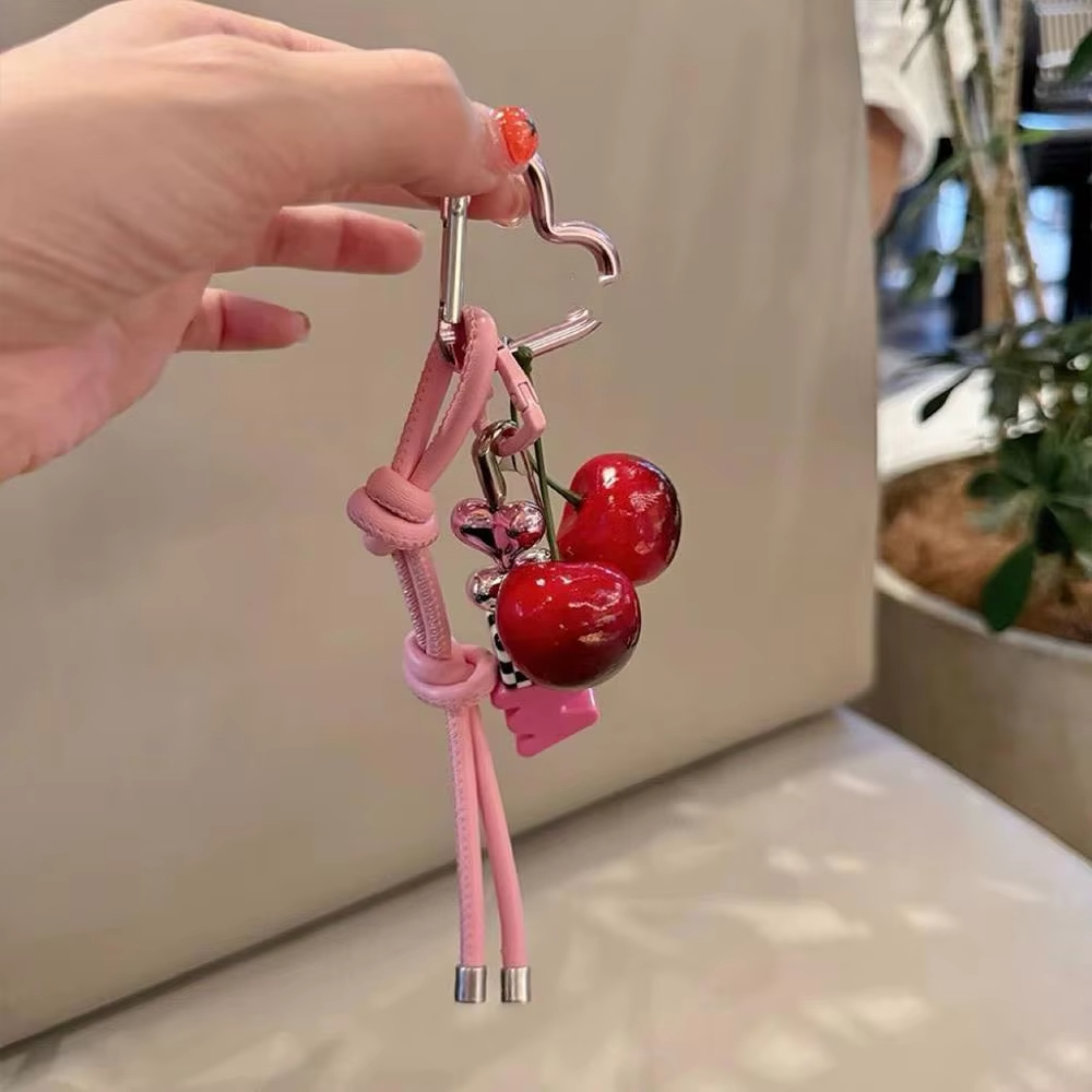 Y2k Cute Cherry Alphabet PU Le - Monogram Keychain Leather のレビューと価格