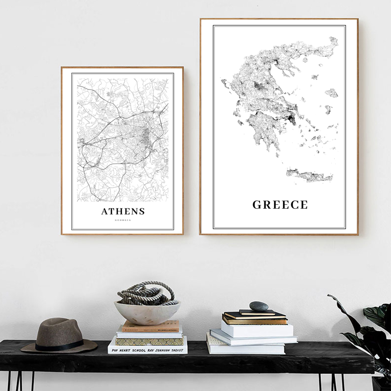 Greece Road Map Poster Black a - Custom Star Map のレビューと価格