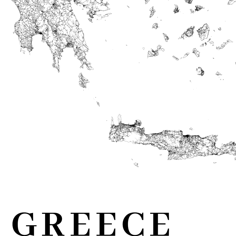 Greece Road Map Poster Black a - Custom Star Map のレビューと価格