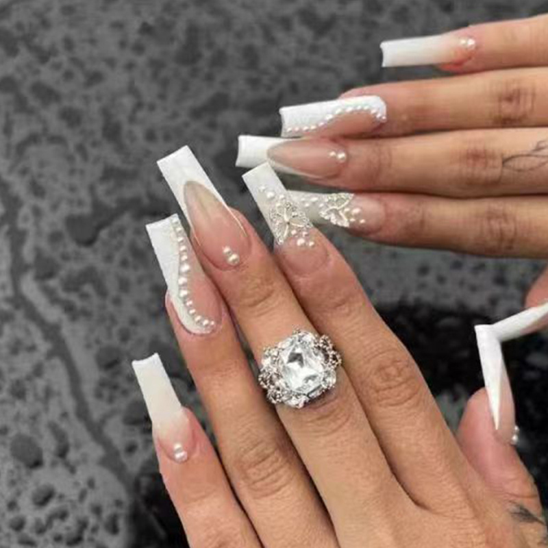 24pcs Long Ballet False Nails  - Pressed Flower Art のレビューと価格