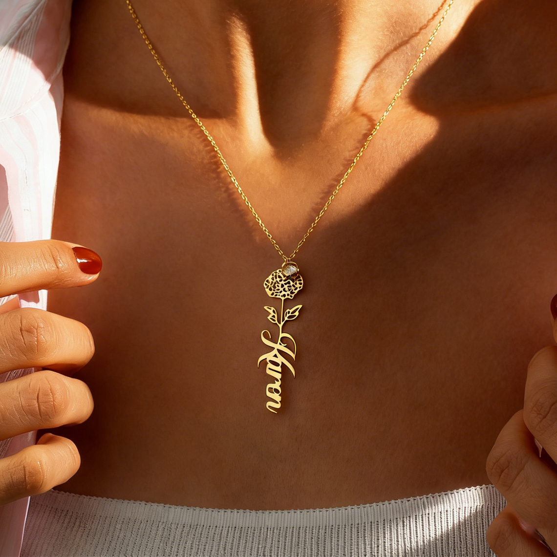 Customized Name Necklace with  - Birth Flower Necklace のレビューと価格