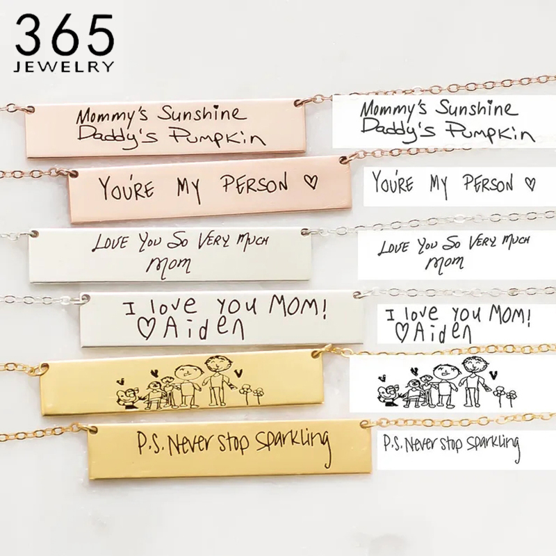 Custom Handwriting Name Bar Pe - Handwriting Necklace Bar のレビューと価格