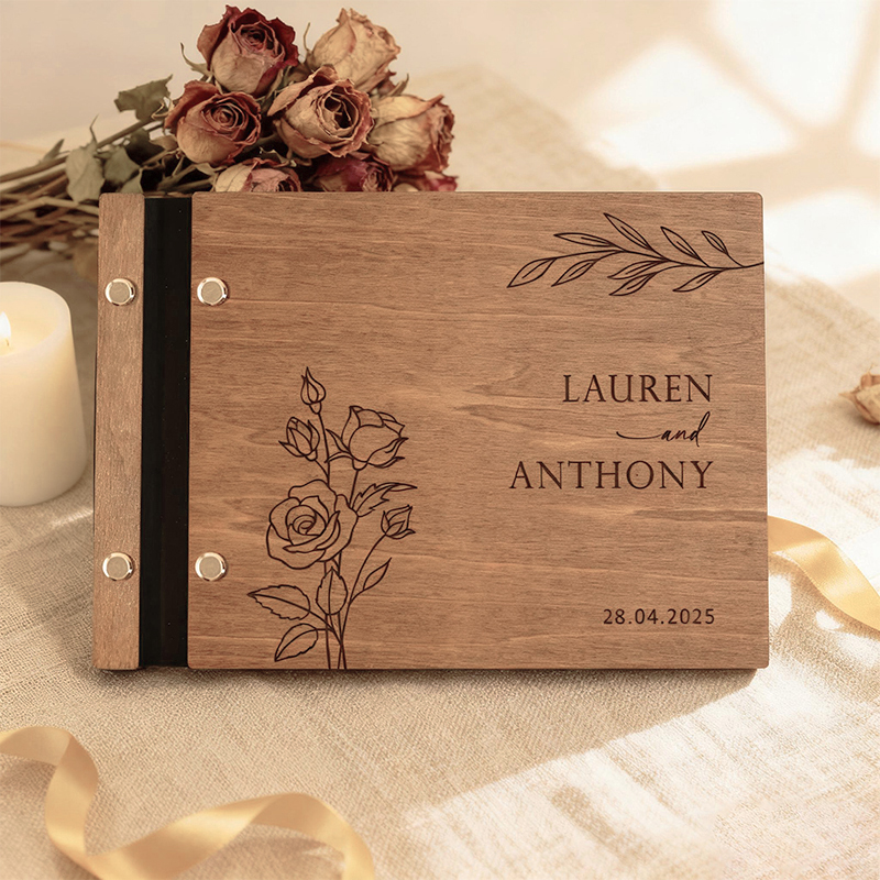 Personalized Wooden Wedding Gu - Custom Photo Book のレビューと価格