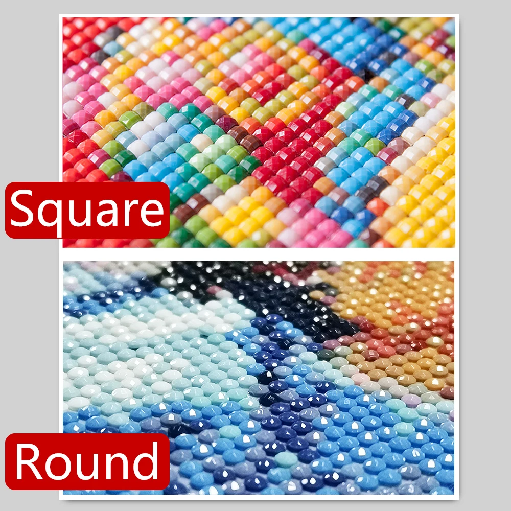 Frameless,5D DIY Square/Round  - Photo Mosaic Print のレビューと価格
