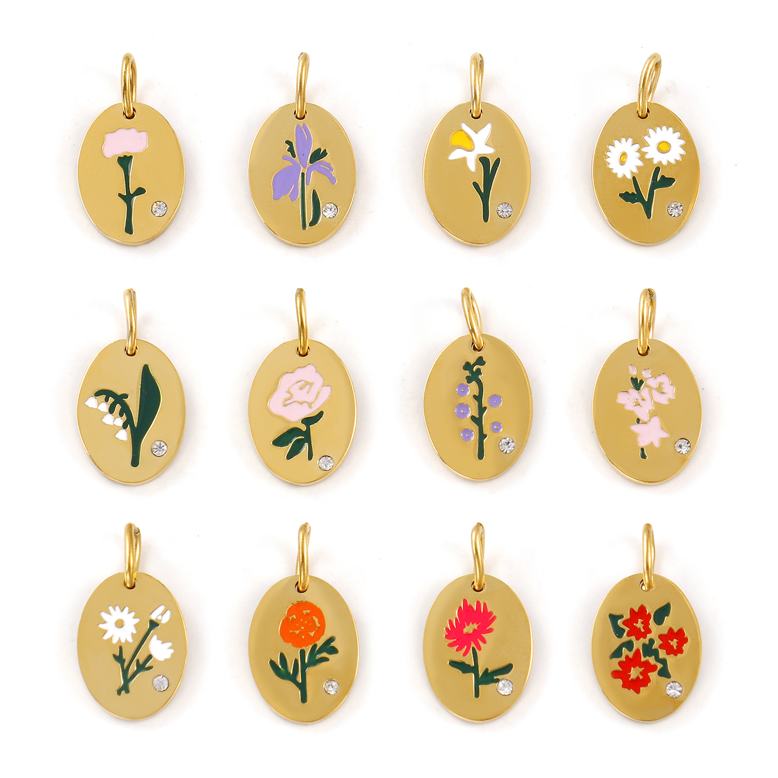 1 Piece 304 Stainless Steel Bi - Birth Flower Necklace のレビューと価格